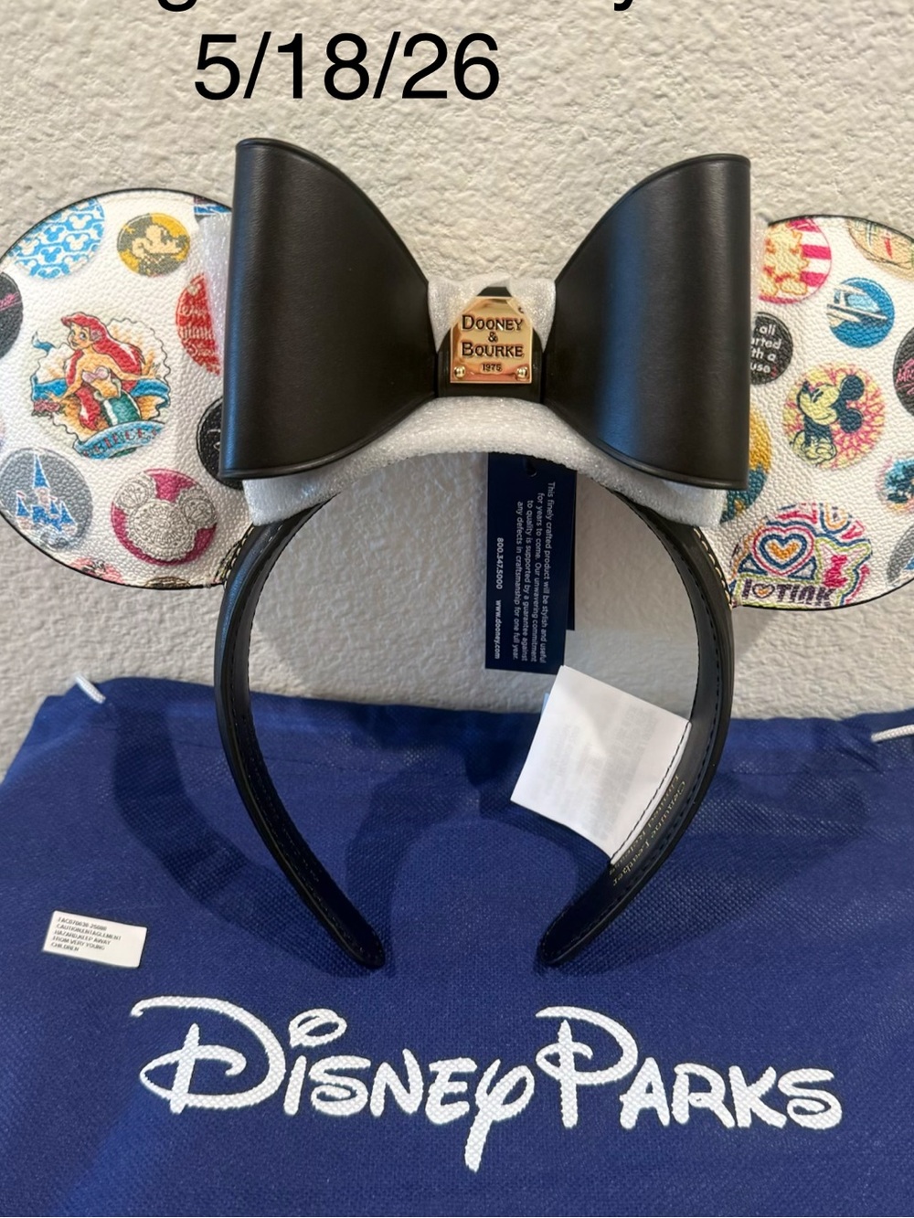NWT Dooney & Bourke Black Disney Character Minnie Headband